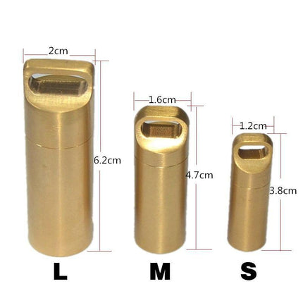 Waterproof Pill Box Case Bottle Brass Container Keyring Medicine Capsule Holder - Aimall