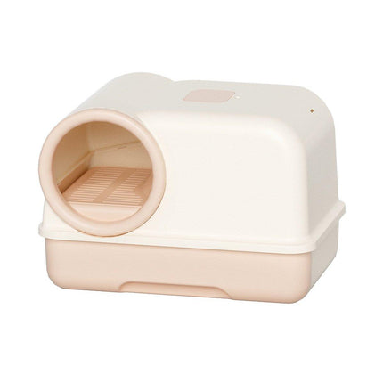 Plastic Fully Enclosed Cat Litter Box with Drawer Odor Control Litter Pan Cats