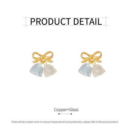 Blue Wind Chime Gold Bow Earrings Fashion Jewelry Boho Style Dangle Earrings