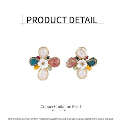 Handmade Petal Flower Earrings for Women Contrast Color Fashion Jewelry Trendy