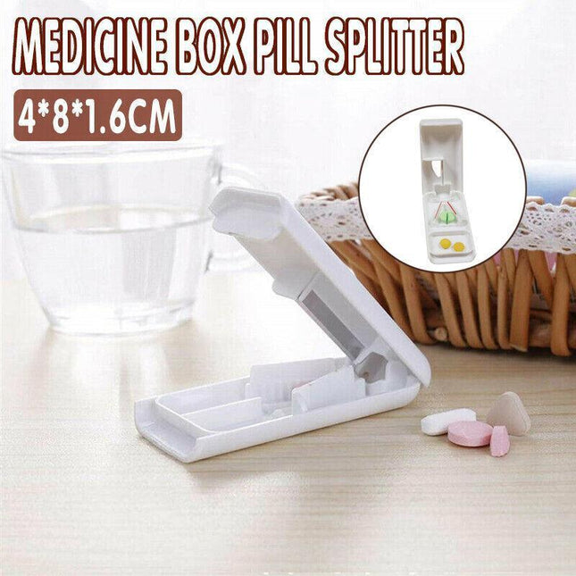 Pill Cutter Box Medicine Box Tablet Pill Splitter Grinder Crusher Storage Case Aimall