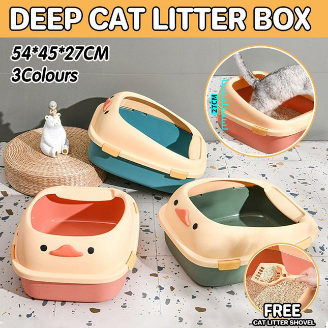 Large Cat Litter Box Semi Enclosed Anti Splash Durable Plastic Open Circulation