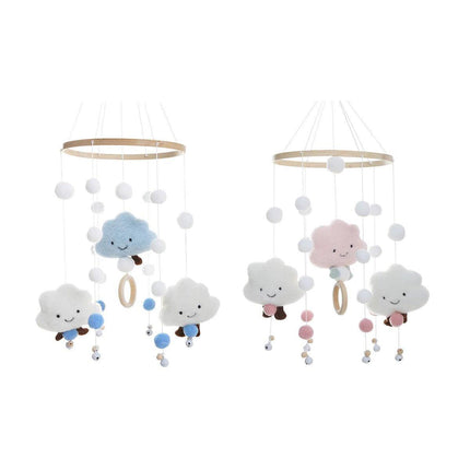 Felt Ball Cloud Mobile Hanging Bed Bell Wind Chime for Nursery or Room Decor
