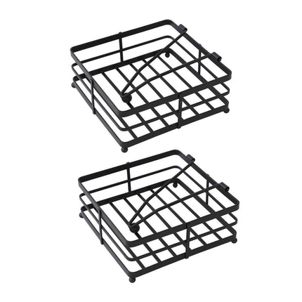 2PCS Black Wrought Iron Napkin Holder Square Tissue Rack for Home Kitchen Decor