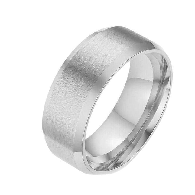 Titanium Stainless Steel 8mm Brushed Finish Wedding Band Comfort Ring Silver - Aimall