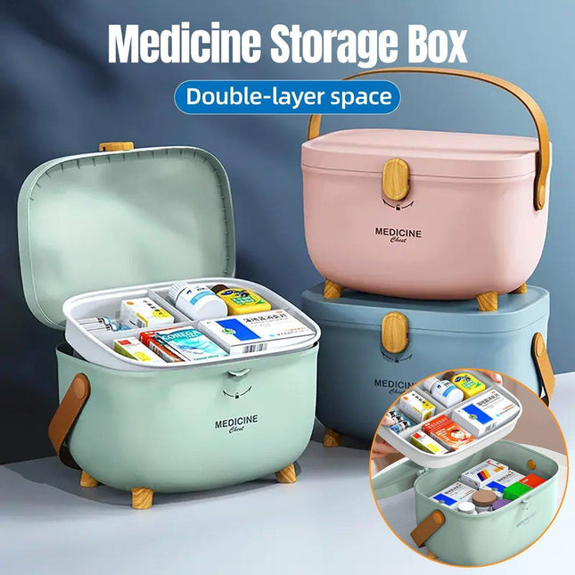 2 Layer Portable First Aid Kit Emergency Medicine Chest Organizer Storage Box