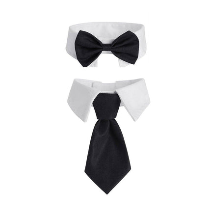 2pcs Pet Bow Tie Collar Dog Cat Suit Dress Accessories Adjustable Neck Strap
