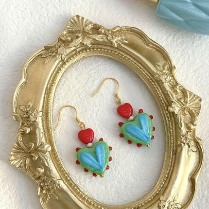 Vintage Contrasting Love Earrings Fashion Jewelry Women Romantic Accessories
