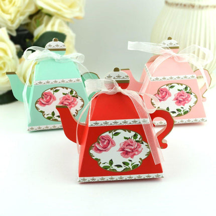 50Pcs Teapot Candy Boxes Wedding Favor Gift Packaging Tea Party Decorations