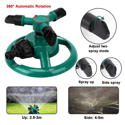 Small Disc Sprinkler 360 Degree Rotating Garden Sprayer Three Prong Spray Water