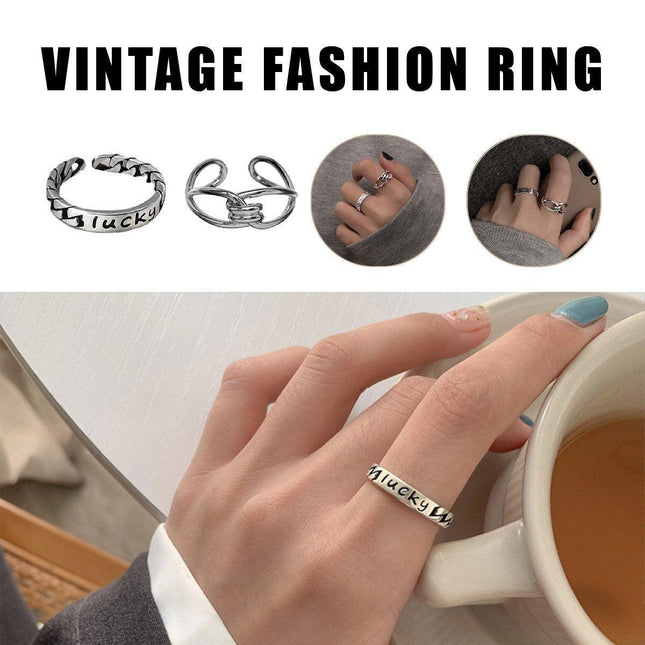 Geometric Cross Opening Ring Women Adjustable Retro Fashion Jewelry Gift