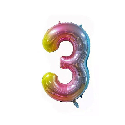Foil Number Balloon 40" Rose Gold Silver Rainbow Birthday Party Wedding Rainbow - Aimall