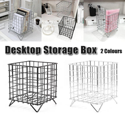 Large Wrought Iron Storage Basket Desktop Organizer Box for Dormitory Cosmetics