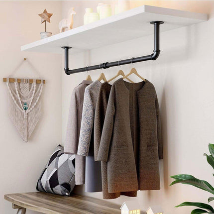 Industrial Pipe Wall Mounted Clothing Rack Display Factory Style Hanger Storage