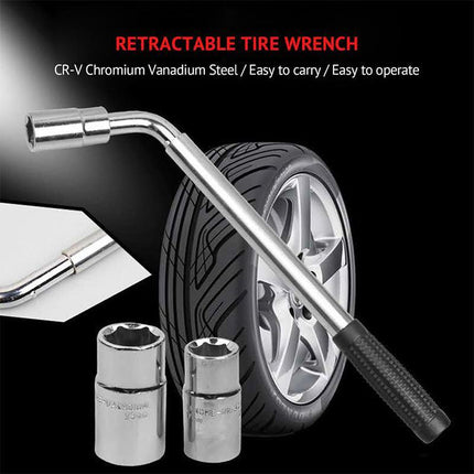 Extendable Car Wheel Brace Heavy Duty Nut Lug Wrench Sockets 17/19mm & 21/23mm - Aimall
