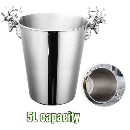 5L Stainless Steel Ice Bucket Champagne Wine Bucket Hotel Bar Ice Container