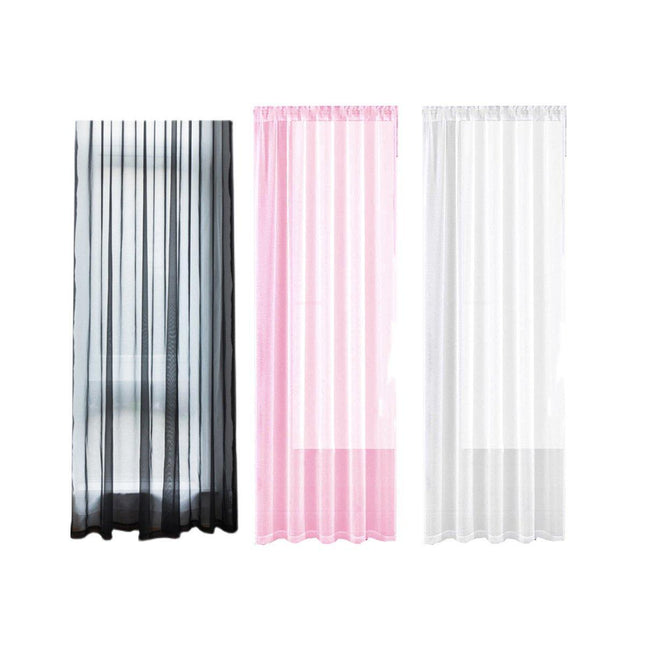Sheer Voile Curtains Rod Pocket Window Panel for Bedroom 140cm x 230cm Drapes