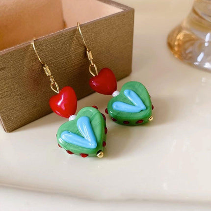 Vintage Contrasting Love Earrings Fashion Jewelry Women Romantic Accessories