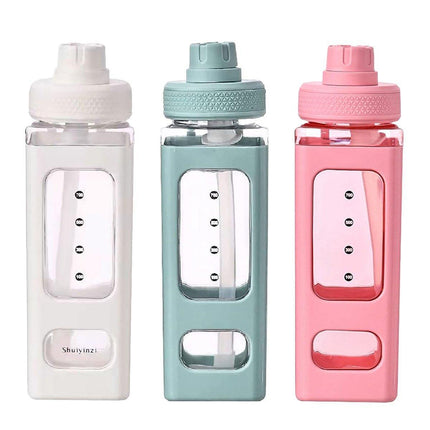 Square Plastic Water Cup Large Capacity Portable Outdoor Bottle For Travel