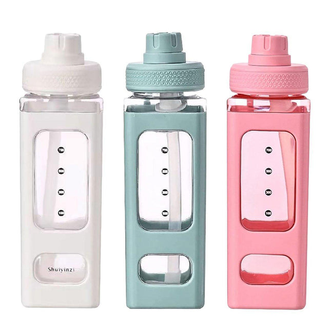Square Plastic Water Cup Large Capacity Portable Outdoor Bottle For Travel