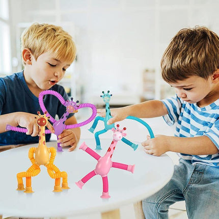 Telescopic Suction Cup Giraffe Tube Toy Stress Relief Light Up Educational Toys - Aimall