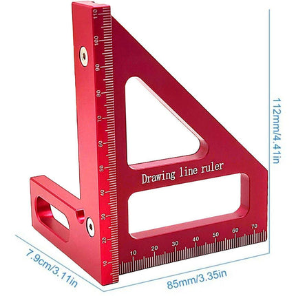 Aluminum Alloy Woodworking Metric Scribe Angle Triangle Ruler Line Gauge Tool