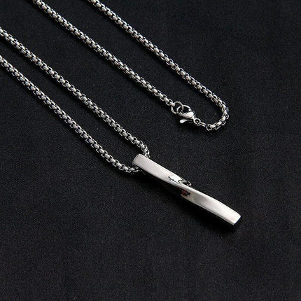 Gold Silver Black Rectangle Pendant Necklace Men Trendy Simple Stainless Chain - Aimall