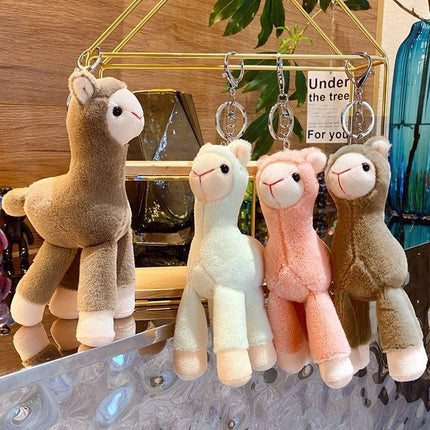 Cute Mini Alpaca Soft Plush Stuffed Doll Toys Keychain Cartoon Bag Pendant - Aimall