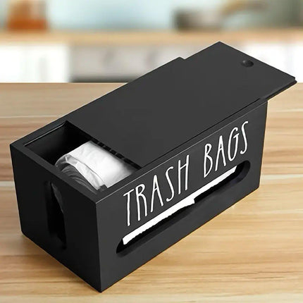 Wooden Plastic Bag Storage Box Hanging Rubbish Bag Organizer Extractable Tissue