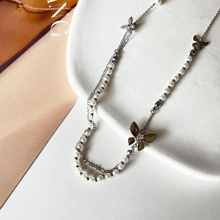 Elegant Butterfly Pendant Necklace for Women Jewelry Layered Chain Design