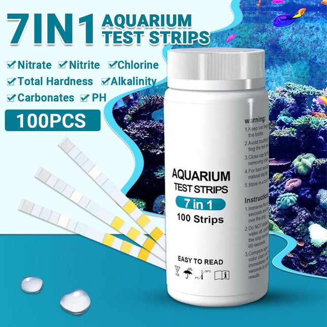 100pcs 7in1 Aquarium Test Strips Fish Tank Water Quality Testing Kit Hot Selling