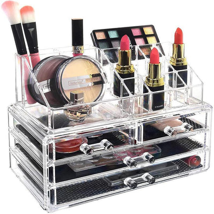 Holder Cosmetic Makeup Organiser 4 Drawer Storage Jewellery Box Clear Acrylic - Aimall
