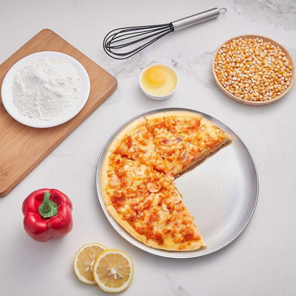 6pcs Stainless Steel Round Dinner Plate Tray Set for Home Kitchen Serving Plates