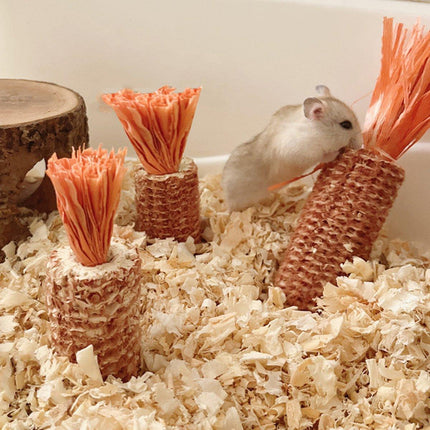 10pcs Pet Chewing Radish Hamster Toys Corn Cob Teething Sticks for Small Animals