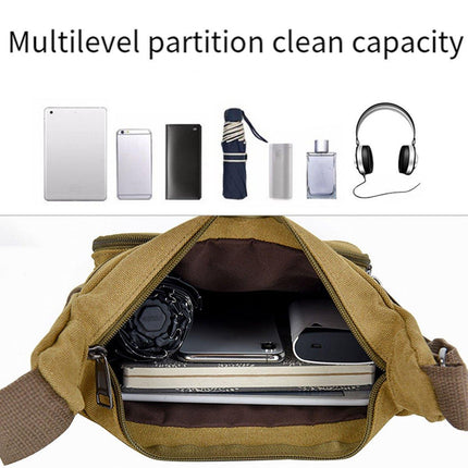 Multi Layer Canvas Crossbody Bag Casual Shoulder Bag for Travel Messenger Bag
