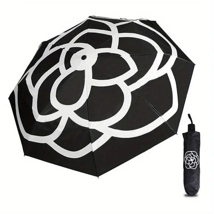 Rain Umbrella Compact Folding Sunscreen Umbrella Camellia Outdoor UV Protection
