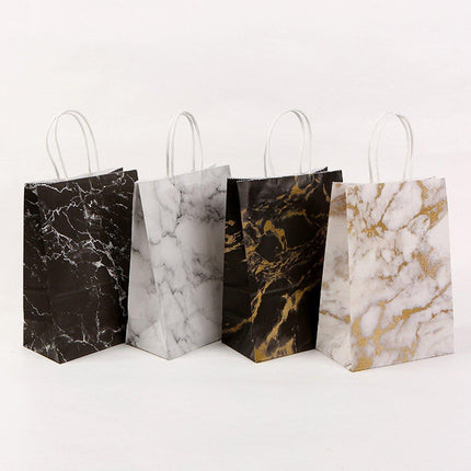 25PCS Marble Series Shopping Paper Bag Luxury Handbag Party Favor Gift Bags Set