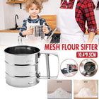 Mesh Flour Sifter Baking Icing Sieve Strainer Cup Sugar Shaker Mechanical Metal - Aimall