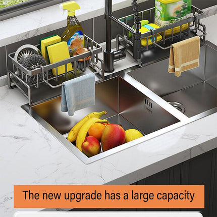 Kitchen Sink Caddy Storage Organizer Steel Sponge Soap Brush Holder Faucet Rack