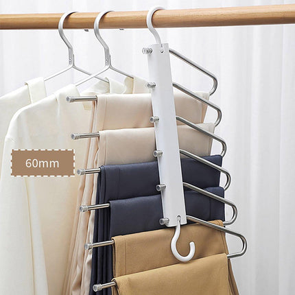 Stainless Steel Multi-Layer Pants Rack Folding Telescopic Anti-Slip Clothes Rack
