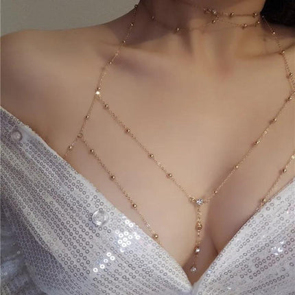 Bikini Beach Body Chain Layered Diamond Chest Harness Belly Waist Jewlery - Aimall