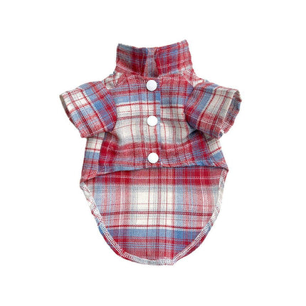 Soft Puppy Plaid Shirt Dog Clothes Jumpsuit Cat Pet Check Coat Summer T-shirt
