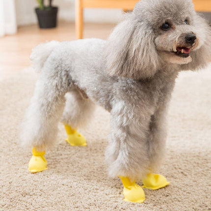 4pcs Cartoon Pet Rain Boots Waterproof Non-Slip Wear-Resistant Shoes for Dogs