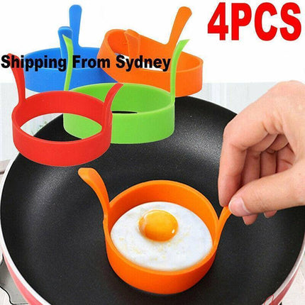 4Pcs Silicone Egg Rings Non Stick Kitchen Baking Tools Pancake Handles Au Stock - Aimall