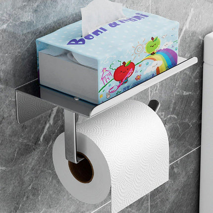 304 Stainless Steel Toilet Paper Holder Non-perforated Roll with Phone Rack