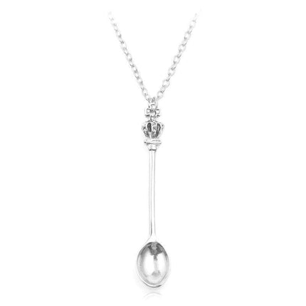 Mini Crown Spoon Necklace Pendant Charm Festival Cutlery Tea Party Gift HOT - Aimall