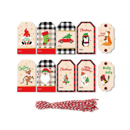 50PCS Christmas Kraft Paper Gift Tags Vintage Holiday Party Card Packaging Decor