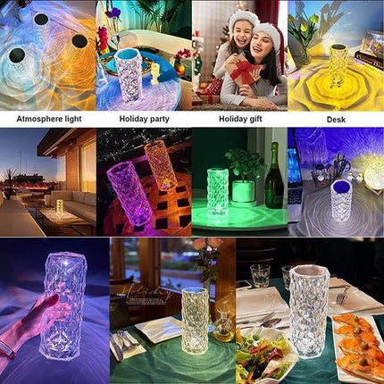 LED Crystal Table Lamp Diamond Rose Bar Night Light Touch Atmosphere Bedside HOT - Aimall