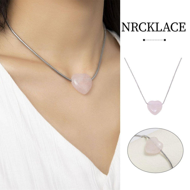 Fashion Girls Necklace Pink Love Titanium Steel Snake Chain Big Heart Pendant