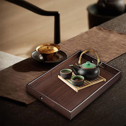 Bamboo Tea Tray Rectangular Tea Table Walnut Colour Fruit Bread Serving Plate
